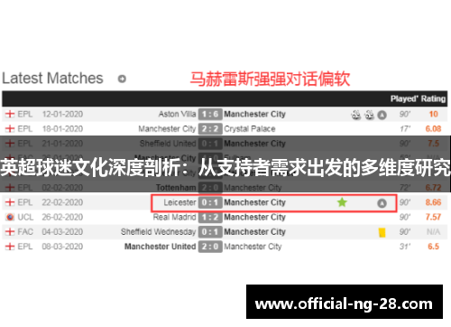 英超球迷文化深度剖析：从支持者需求出发的多维度研究